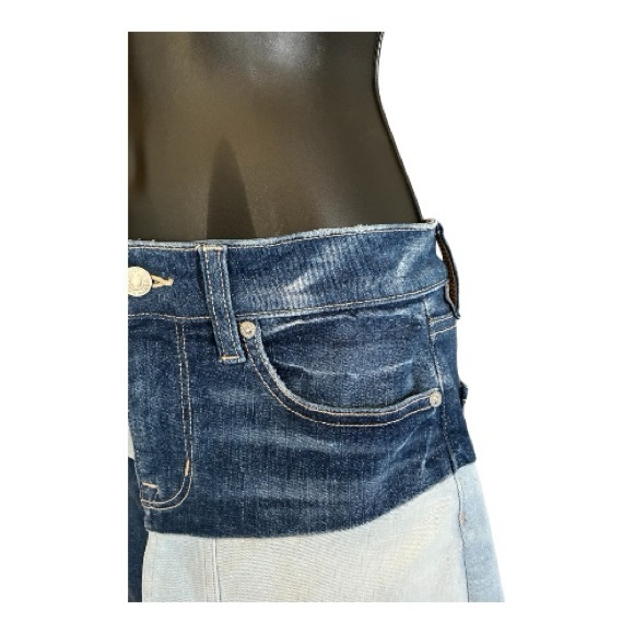 NWT American Eagle Patchwork Denim Mini Skirt Sz 4 High Waisted - Picture 4 of 16